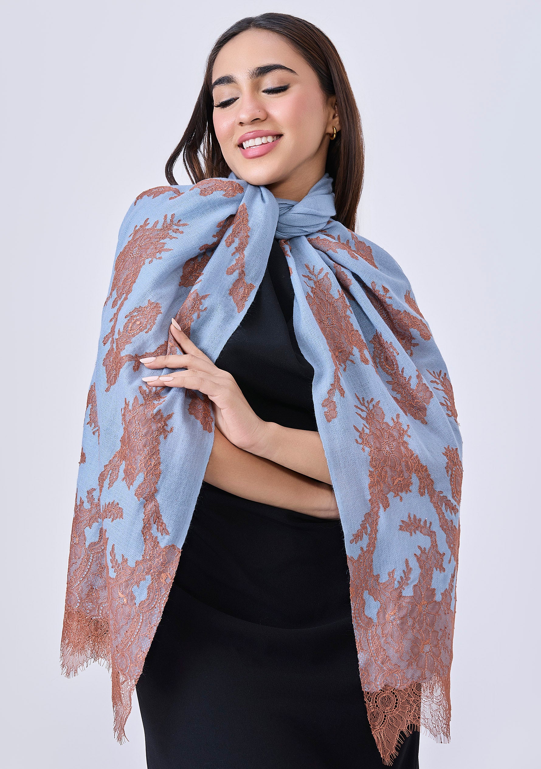 Steel Blue Cashmere Scarf
Mocha Mousse Lace